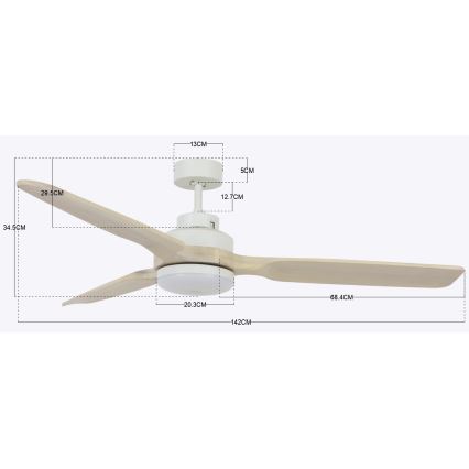 Lucci air 213055 - LED griestu ventilators SHOALHAVEN GX53/17W/230V paulovnija/balta Ø 142 cm + tālvadības pults