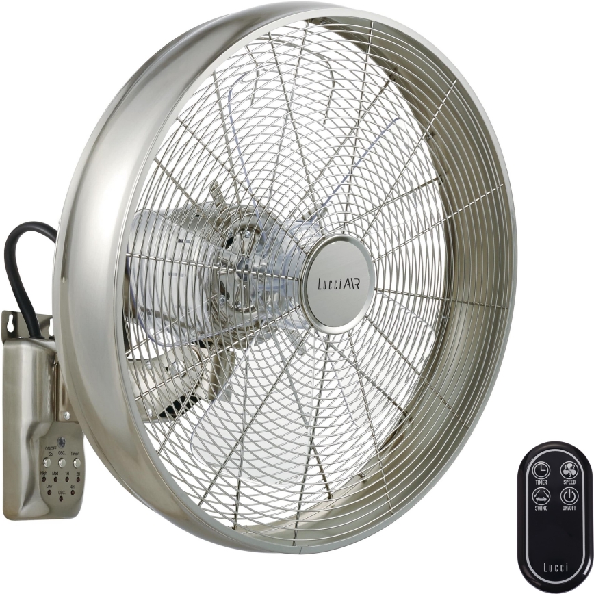 Lucci air 213126 - Sienas ventilators BREEZE 55W/230V matēts hroms + tālvadības pults