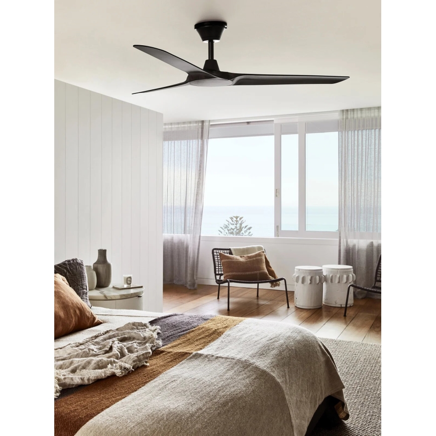 Lucci Air 21321649 - Griestu ventilators ABYSS d. 142 cm IP66 melna + tālvadības pults
