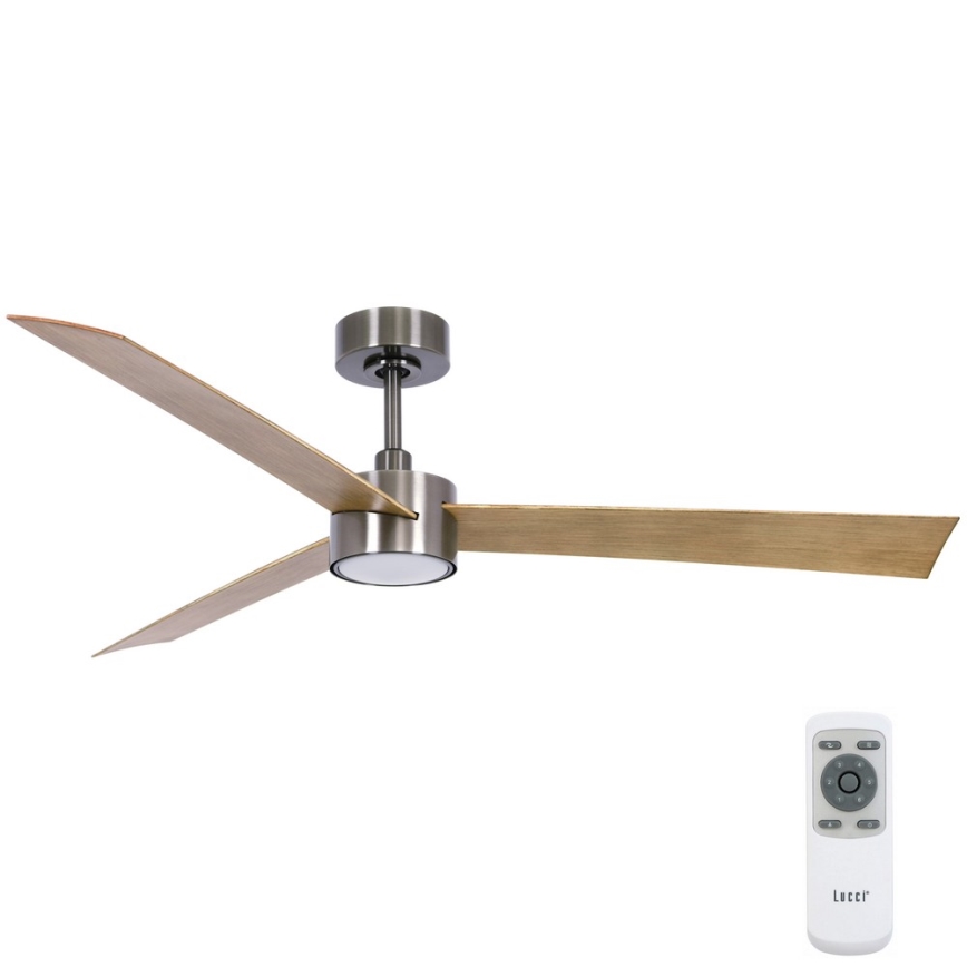 Lucci air 21610449 - LED Aptumšojams griestu ventilators CLIMATE 1xGX53/12W/230V brūna/spīdīgi hromēts + tālvadības pults
