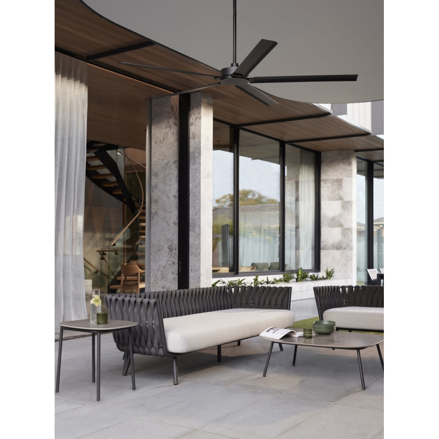 Lucci air 21616149 - Griestu ventilators MONZA IP55 melns + tālvadība