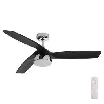 Lucci air 513072 - LED griestu ventilators ar regulējamu apgaismojumu BRONX LED/18W/230V 3000/4000/6000K melns/spīdīgs hroms Ø 132 cm + tālvadība