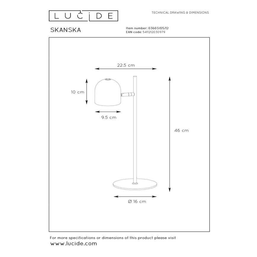 Lucide 03603/05/12- LED Aptumšojama galda lampa SKANSKA LED/5W/230V matēts hroms