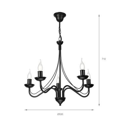 Lustra ANTON ar ķēdi 5xE14/15W/230V melna