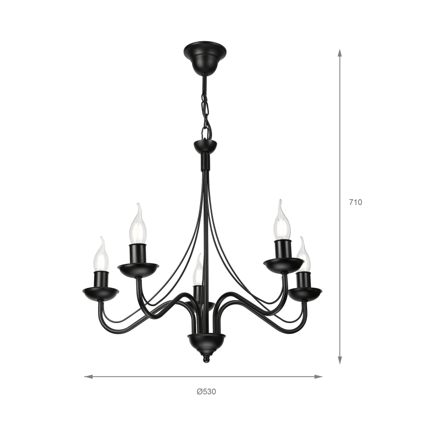 Lustra ANTON ar ķēdi 5xE14/15W/230V melna