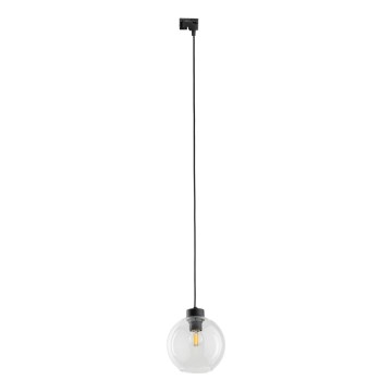 Lustra ar auklu 1 fāzes sliežu sistēmai CUBUS 1xE27/15W/230V melna/caurspīdīga