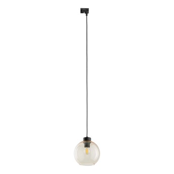 Lustra ar auklu 1 fāzes sliežu sistēmai CUBUS 1xE27/15W/230V melna/dūmakains bēša