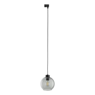 Lustra ar auklu 1 fāzes sliežu sistēmai CUBUS 1xE27/15W/230V melna/dūmakains melna