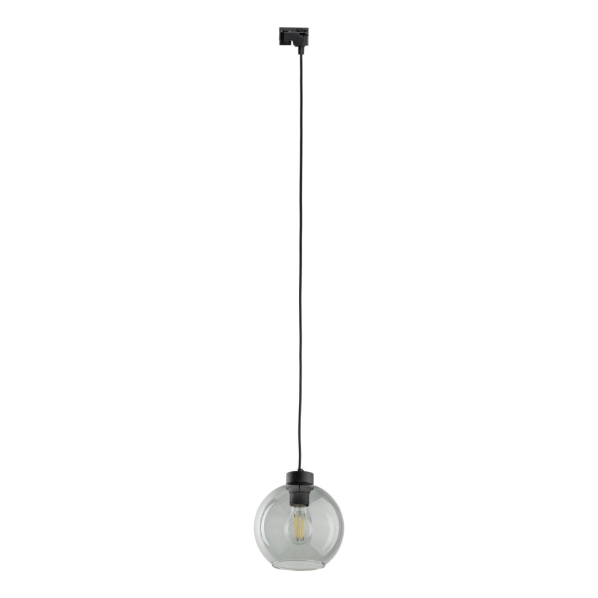 Lustra ar auklu 1 fāzes sliežu sistēmai CUBUS 1xE27/15W/230V melna/dūmakains melna
