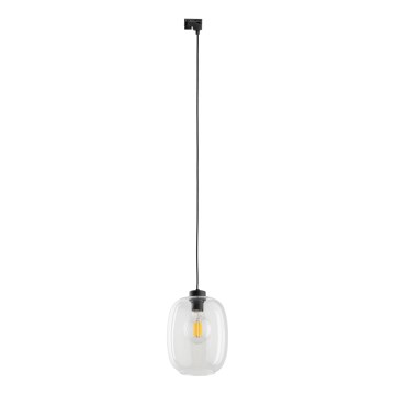 Lustra ar auklu 1 fāzes sliežu sistēmai ELIO 1xE27/15W/230V melna/caurspīdīga