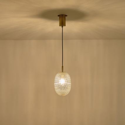 Lustra ar auklu 1xE14/25W/230V caurspīdīga d. 15 cm