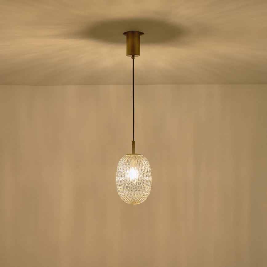 Lustra ar auklu 1xE14/25W/230V caurspīdīga d. 15 cm