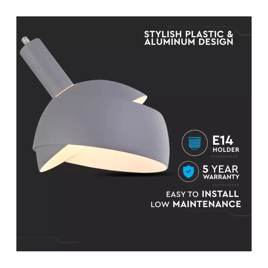 Lustra ar auklu 1xE14/60W/230V pelēka