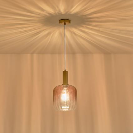 Lustra ar auklu 1xE27/15W/230V sarkana/dūmakains d. 20 cm