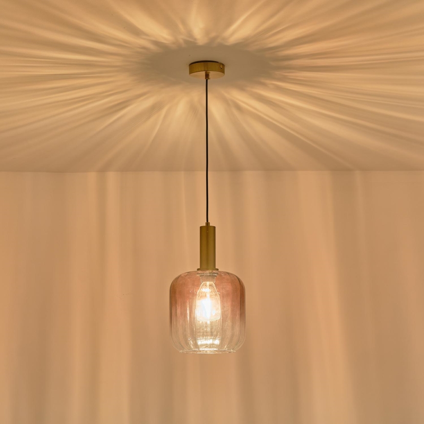 Lustra ar auklu 1xE27/15W/230V sarkana/dūmakains d. 20 cm