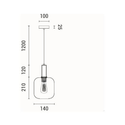 Lustra ar auklu 1xE27/15W/230V sarkana/dūmakains d. 20 cm