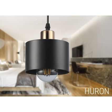 Lustra ar auklu 1xE27/35W/230V d. 12 cm melna/zelta