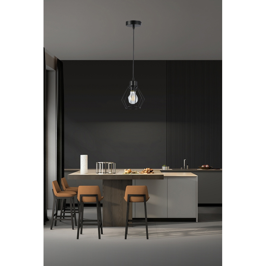 Lustra ar auklu 1xE27/35W/230V d. 18 cm melna