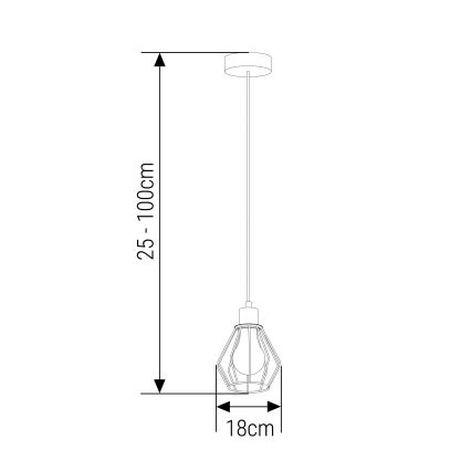 Lustra ar auklu 1xE27/35W/230V d. 18 cm melna