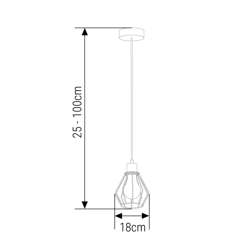 Lustra ar auklu 1xE27/35W/230V d. 18 cm melna