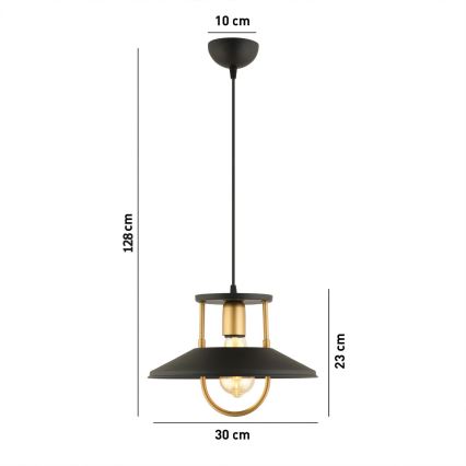Lustra ar auklu 1xE27/40W/230V melna/zelta