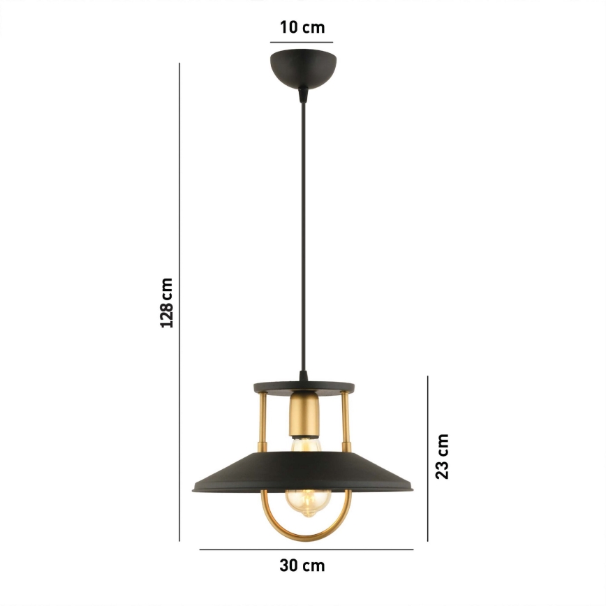 Lustra ar auklu 1xE27/40W/230V melna/zelta