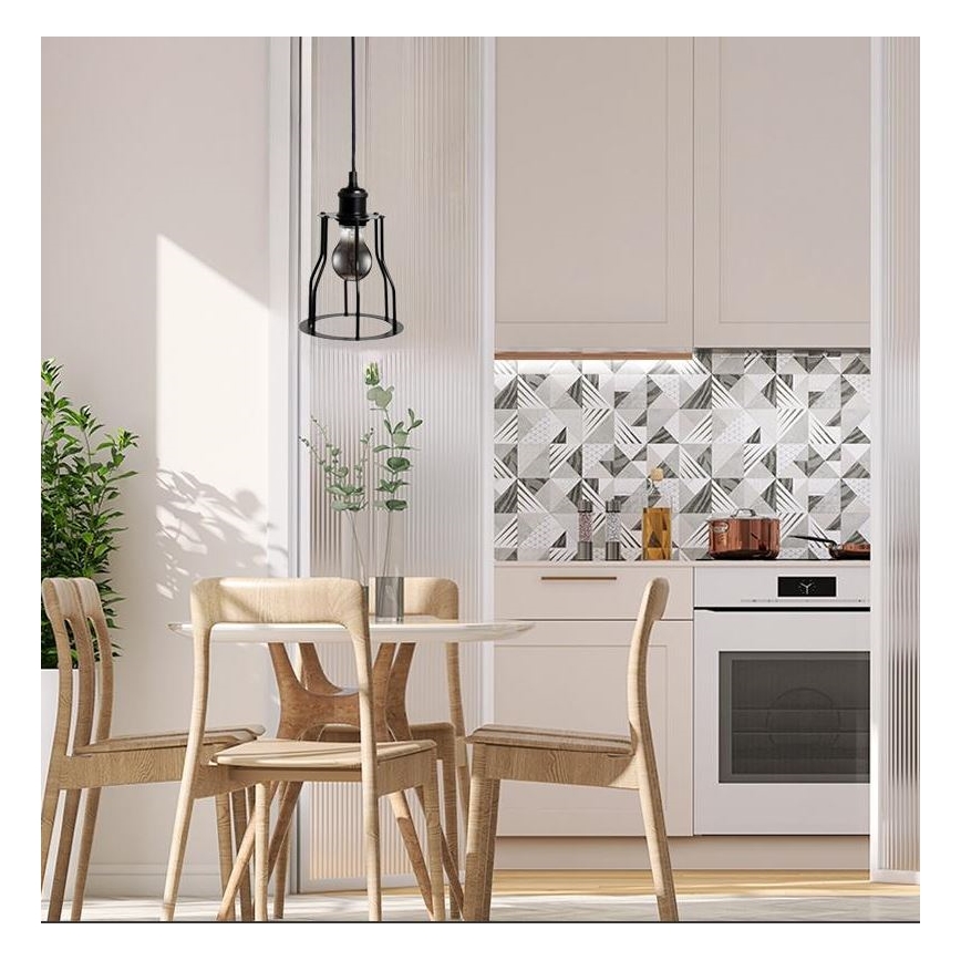 Lustra ar auklu 1xE27/60W/230V d. 15 cm melna