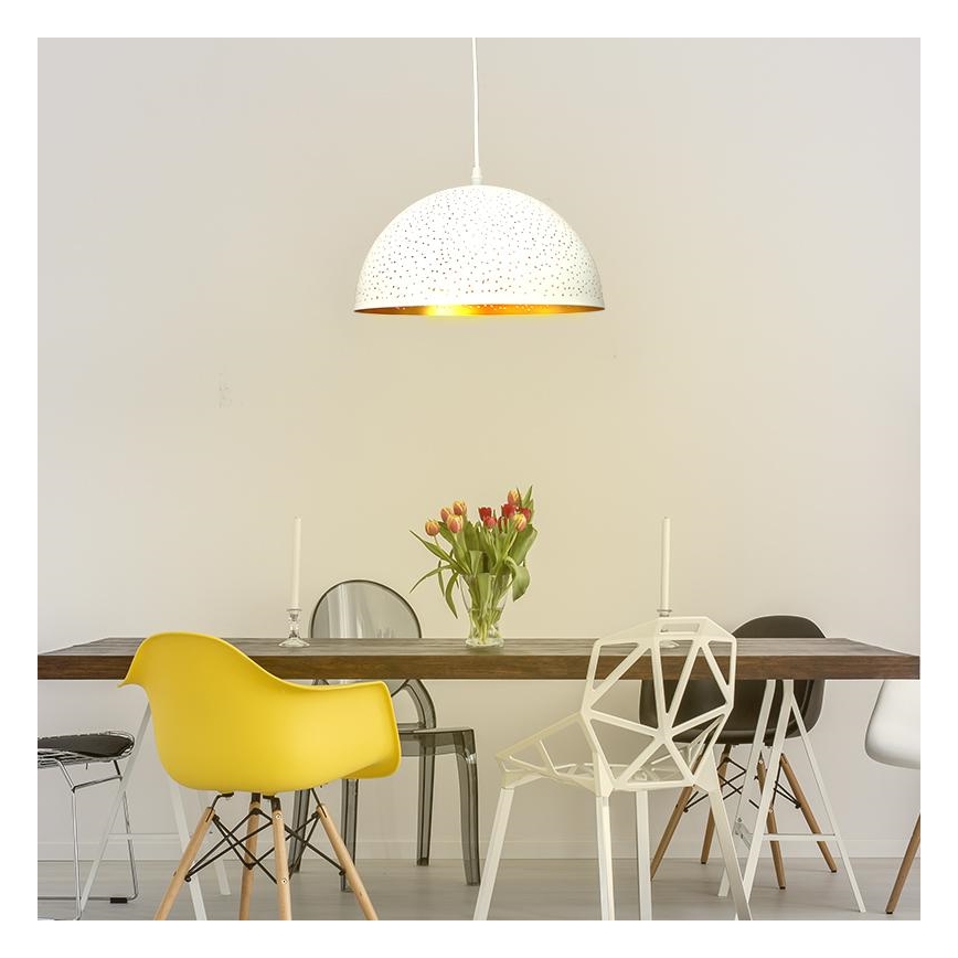 Lustra ar auklu 1xE27/60W/230V d. 30 cm balta