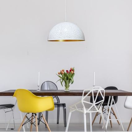 Lustra ar auklu 1xE27/60W/230V d. 30 cm balta