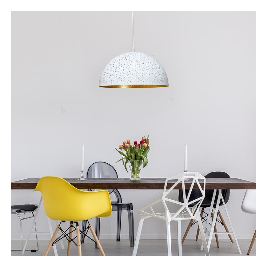 Lustra ar auklu 1xE27/60W/230V d. 30 cm balta