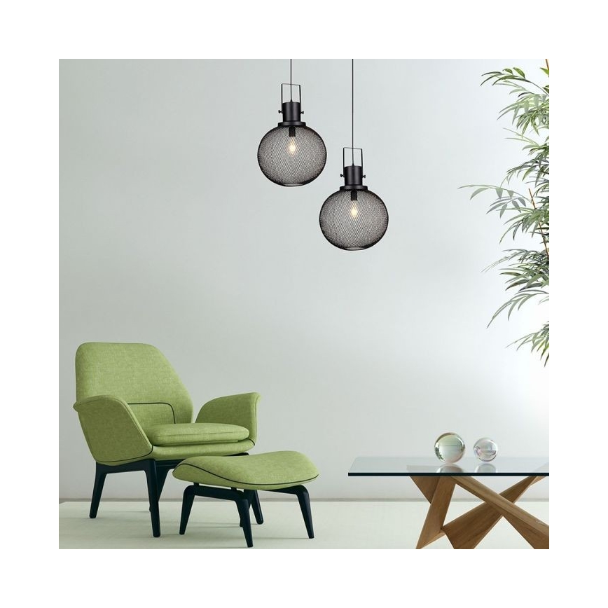 Lustra ar auklu 1xE27/60W/230V melna