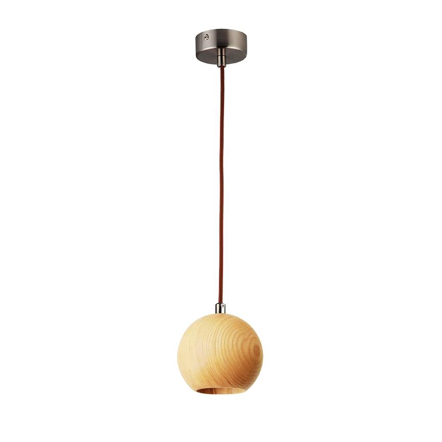 Lustra ar auklu 1xGU10/10W/230V oša/masīvkoks brūna