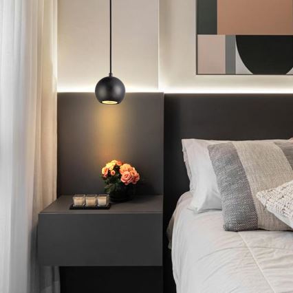 Lustra ar auklu 1xGU10/10W/230V oša/masīvkoks melna