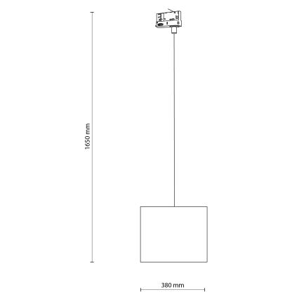Lustra ar auklu 3 fāžu sliežu sistēmai TRACER 1xE27/15W/230V d. 30 cm melna/balta
