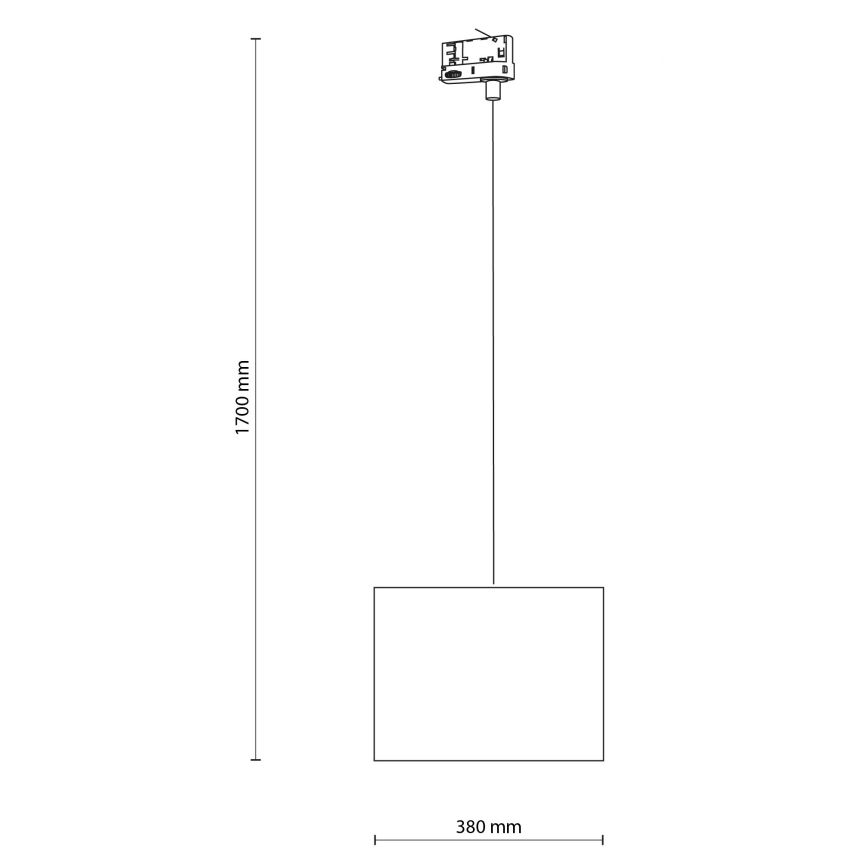 Lustra ar auklu 3 fāžu sliežu sistēmai TRACER 1xE27/15W/230V d. 38 cm melna/balta