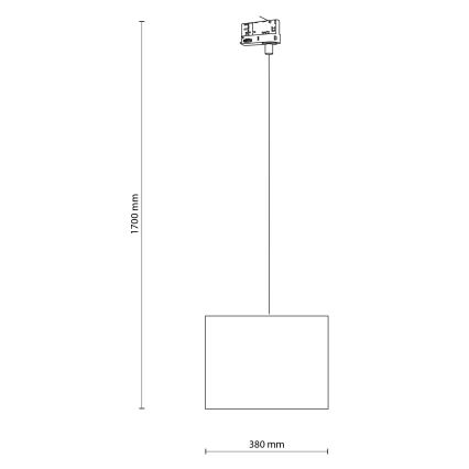 Lustra ar auklu 3 fāžu sliežu sistēmai TRACER 1xE27/15W/230V d. 38 cm melna/pelēka