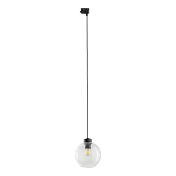 Lustra ar auklu 3 fāžu sliežu sistēmai CUBUS 1xE27/15W/230V melna/caurspīdīga