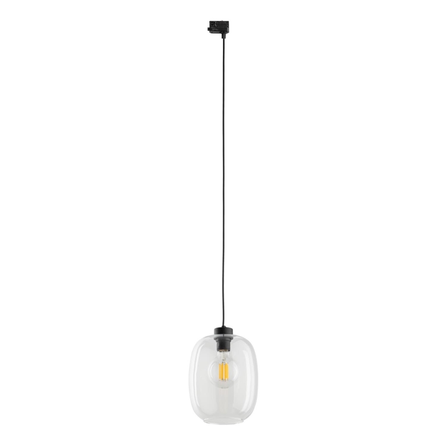 Lustra ar auklu 3 fāžu sliežu sistēmai ELIO 1xE27/15W/230V melna/caurspīdīga