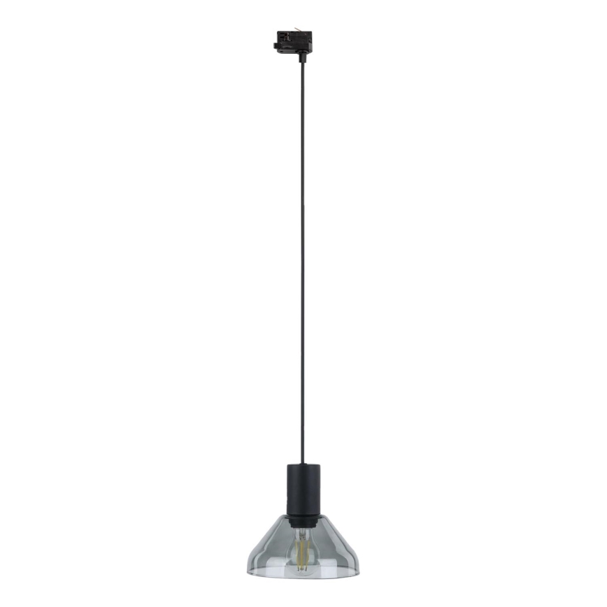 Lustra ar auklu 3 fāžu sliežu sistēmai NEO 1xE27/15W/230V melna/dūmakains melna