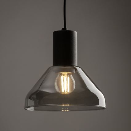 Lustra ar auklu 3 fāžu sliežu sistēmai NEO 1xE27/15W/230V melna/dūmakains melna