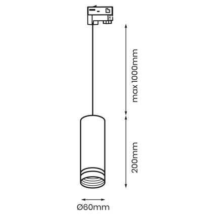 Lustra ar auklu 3 fāžu sliežu sistēmai PIPE 1xGU10/25W/230V balta