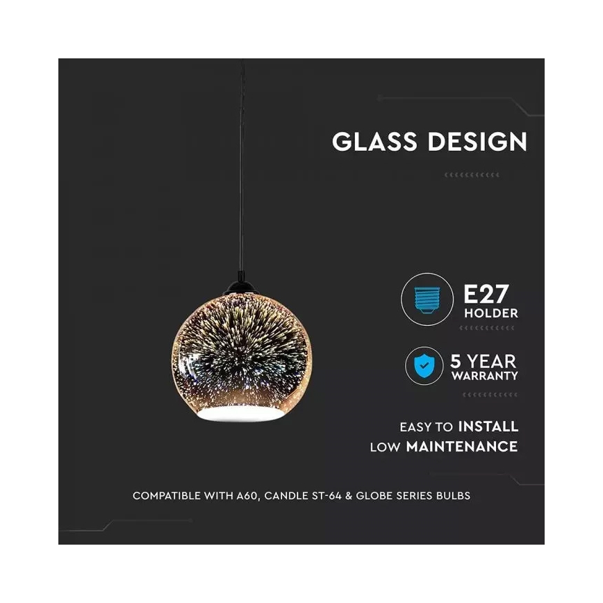 Lustra ar auklu 3D 1xE27/60W/230V