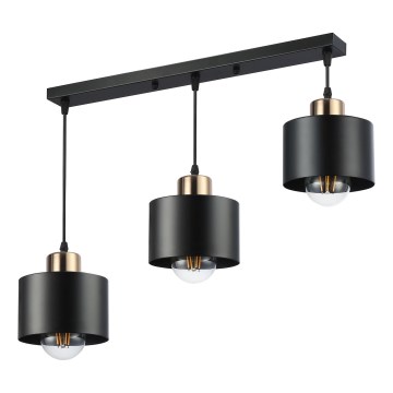 Lustra ar auklu 3xE27/35W/230V melna/zelta