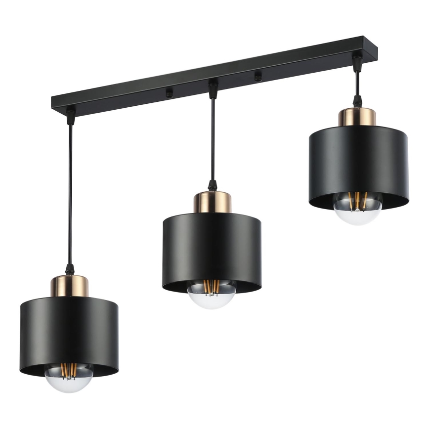 Lustra ar auklu 3xE27/35W/230V melna/zelta