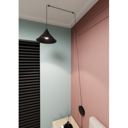 Lustra ar auklu ABRAMO 1xE27/15W/230V melna