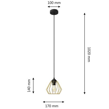 Lustra ar auklu AGAT 1xE27/15W/230V zelta/melna