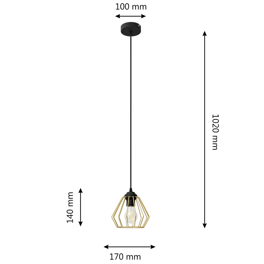 Lustra ar auklu AGAT 1xE27/15W/230V zelta/melna