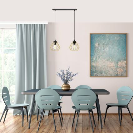 Lustra ar auklu AGAT 2xE27/15W/230V zelta/melna
