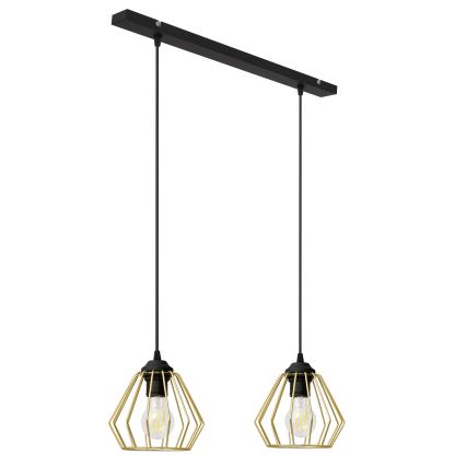 Lustra ar auklu AGAT 2xE27/15W/230V zelta/melna