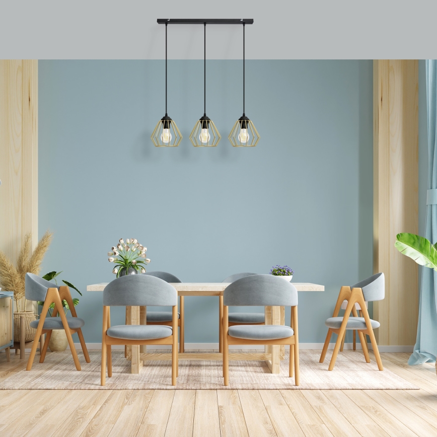 Lustra ar auklu AGAT 3xE27/15W/230V zelta/melna